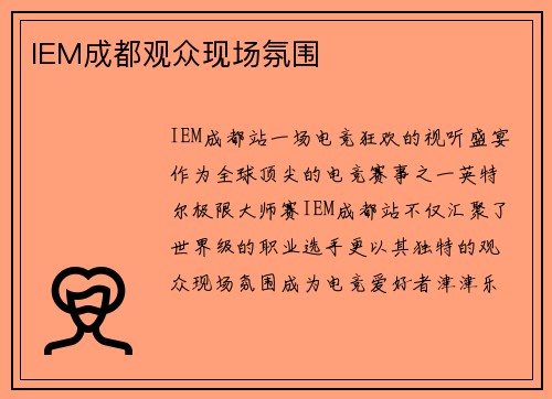 IEM成都观众现场氛围