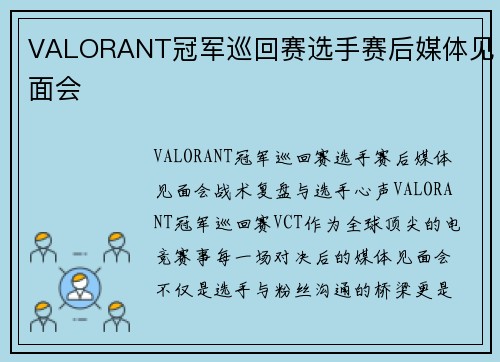 VALORANT冠军巡回赛选手赛后媒体见面会